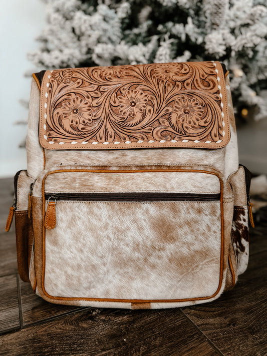 Tooled Leather Backpack #9